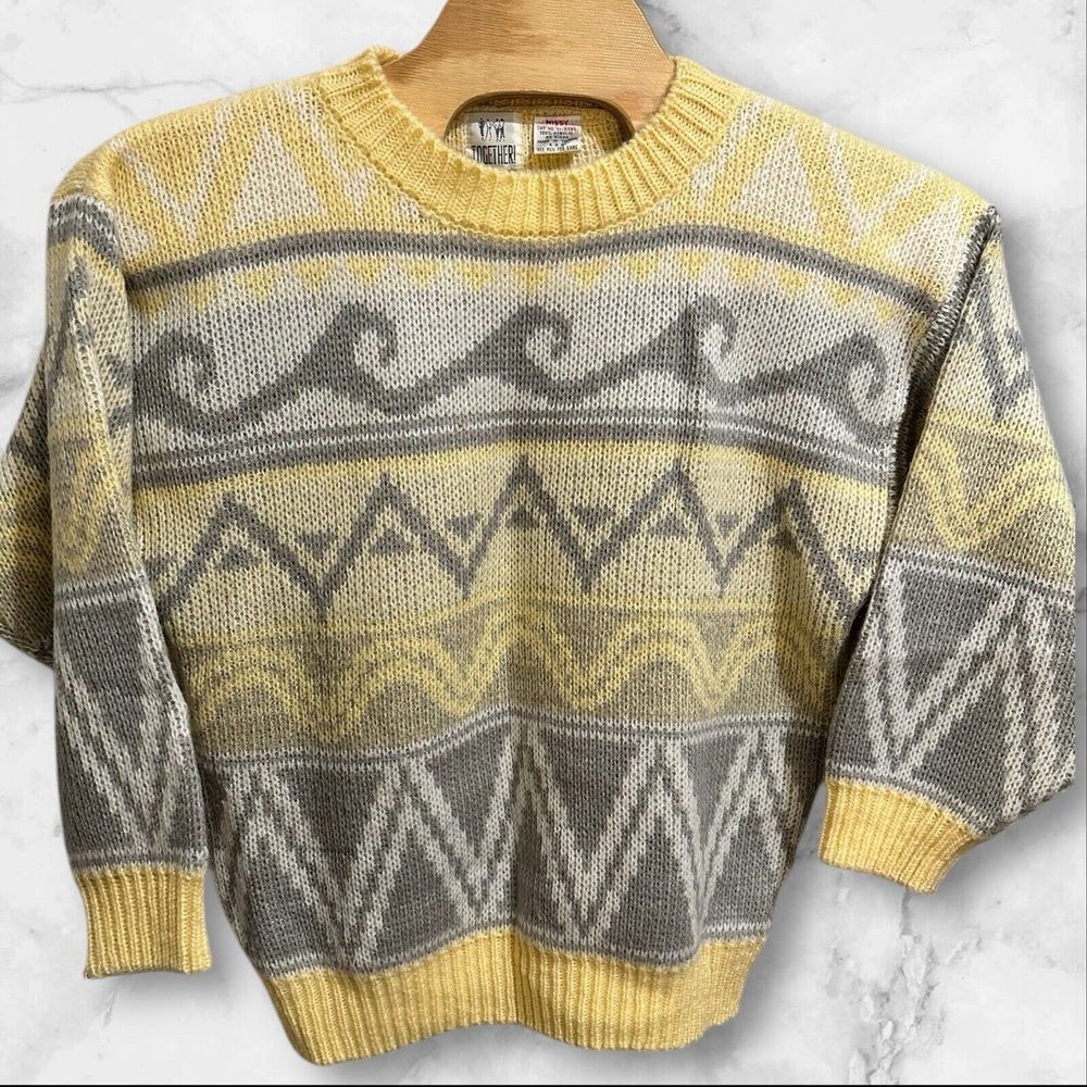 Vintage Together‎ Sweater Womens Large Colorful Knit Sweater